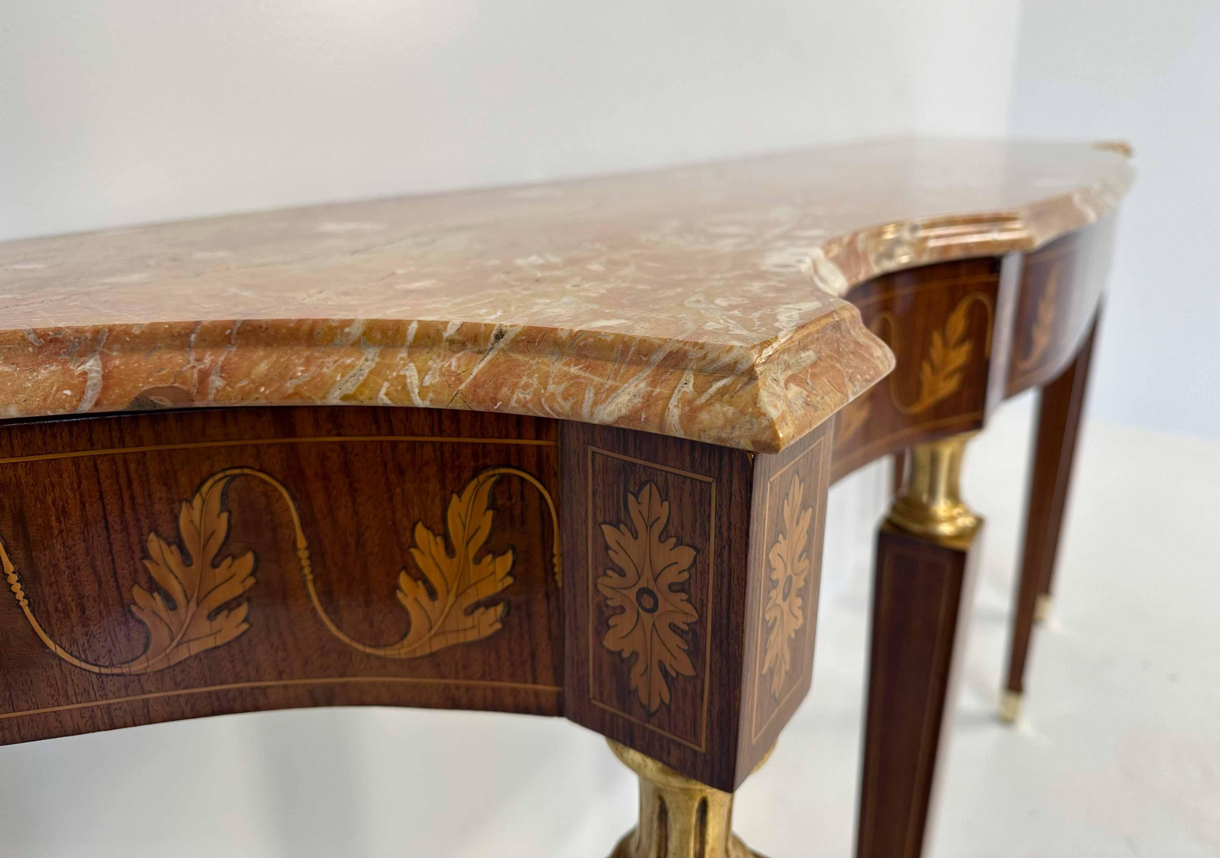 Italian Art Deco Marble and Inlaid Wood Console, Attr. to Paolo Buffa, 1950s For Sale 3