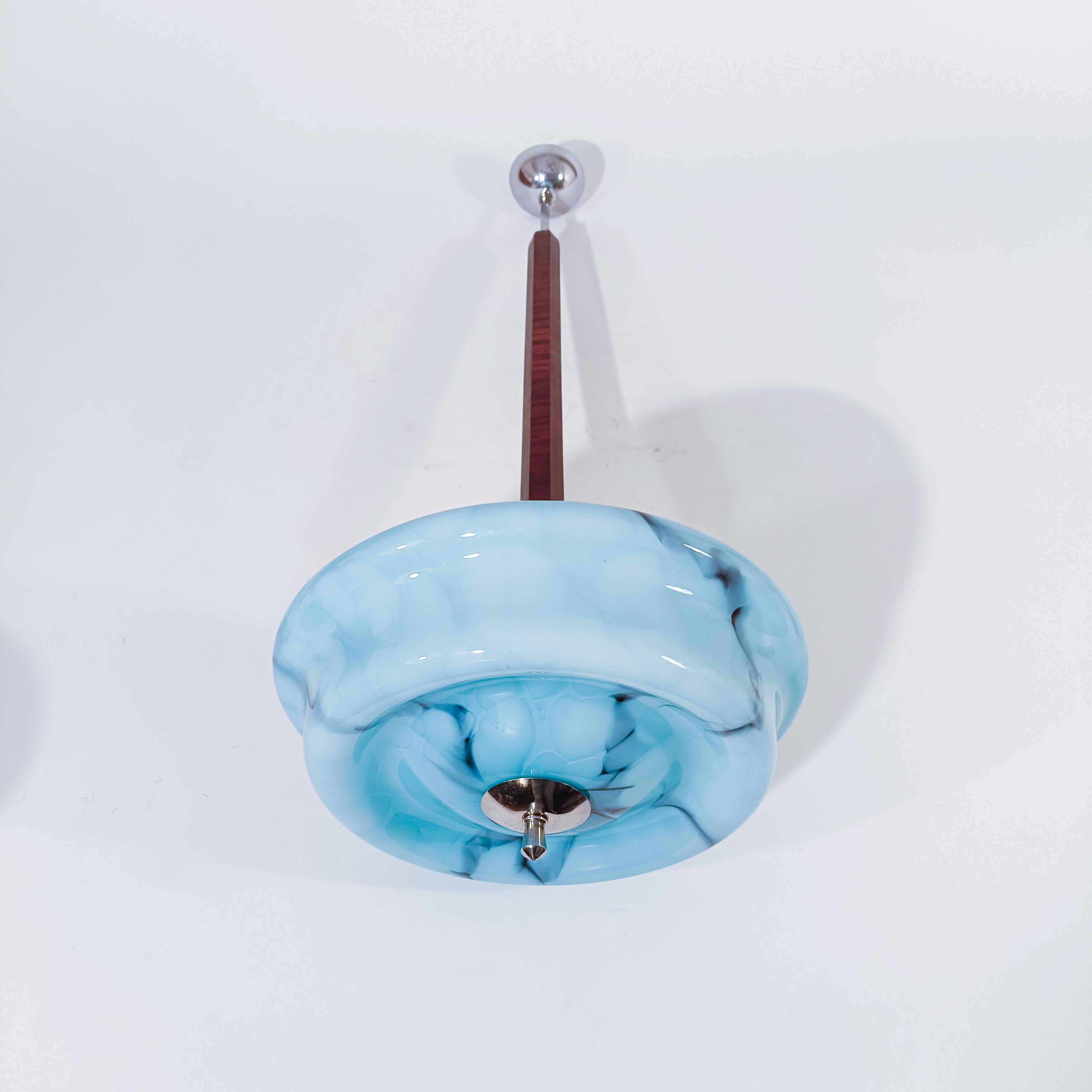 Art Decó italiano. Lámpara colgante de cristal de Murano efecto mármol, años 30 en venta 6