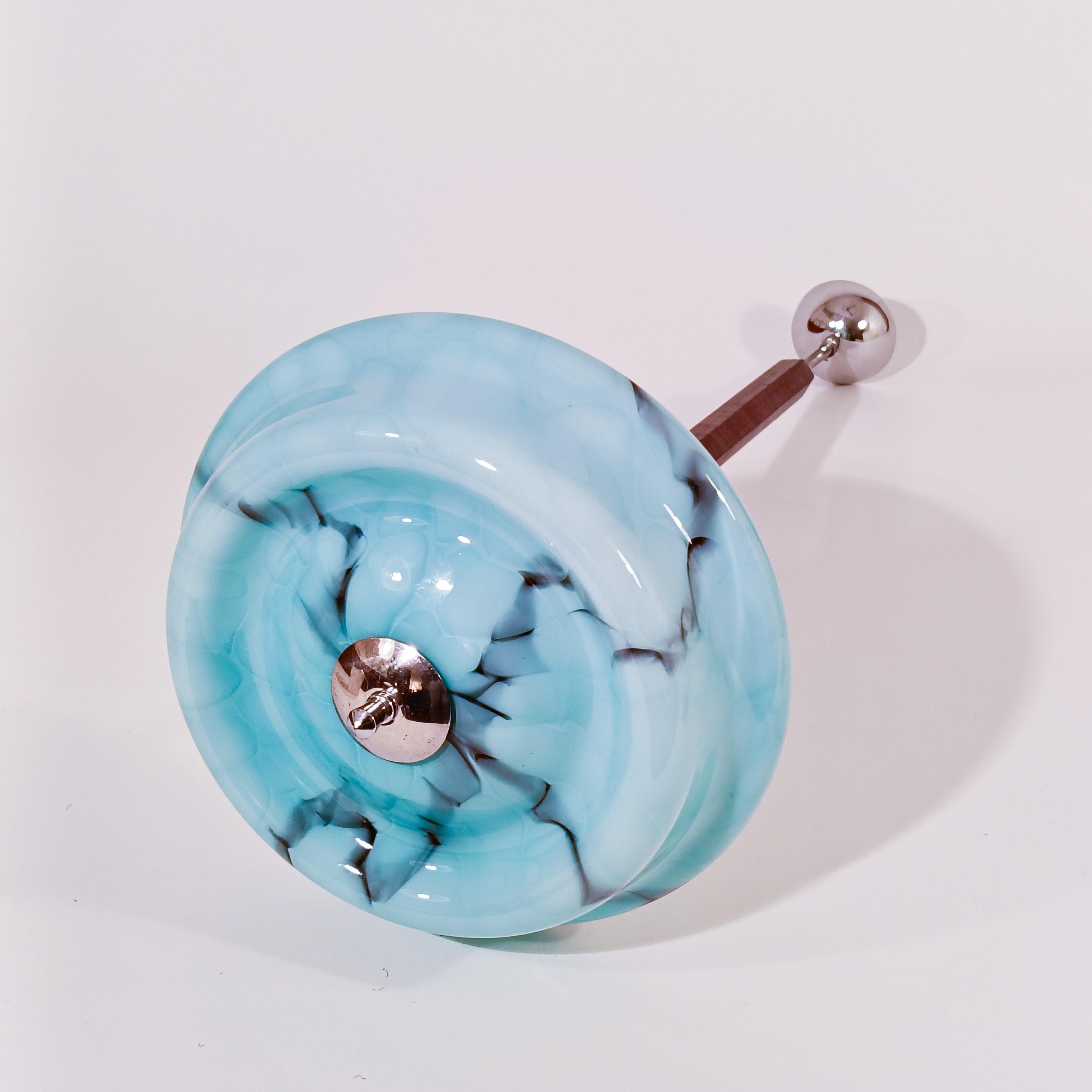 Art Decó italiano. Lámpara colgante de cristal de Murano efecto mármol, años 30 en venta 9