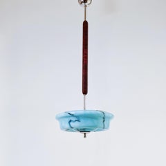 Art Decó italiano. Lámpara colgante de cristal de Murano efecto mármol, años 30