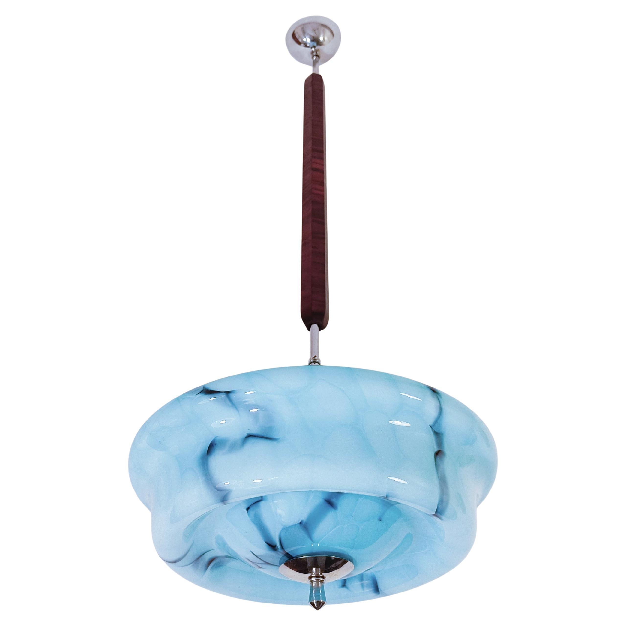 Art Decó italiano. Lámpara colgante de cristal de Murano efecto mármol, años 30 en venta