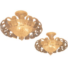 Italian Art Deco Medusa Shaped Pair of Chandeliers in Murano Glass