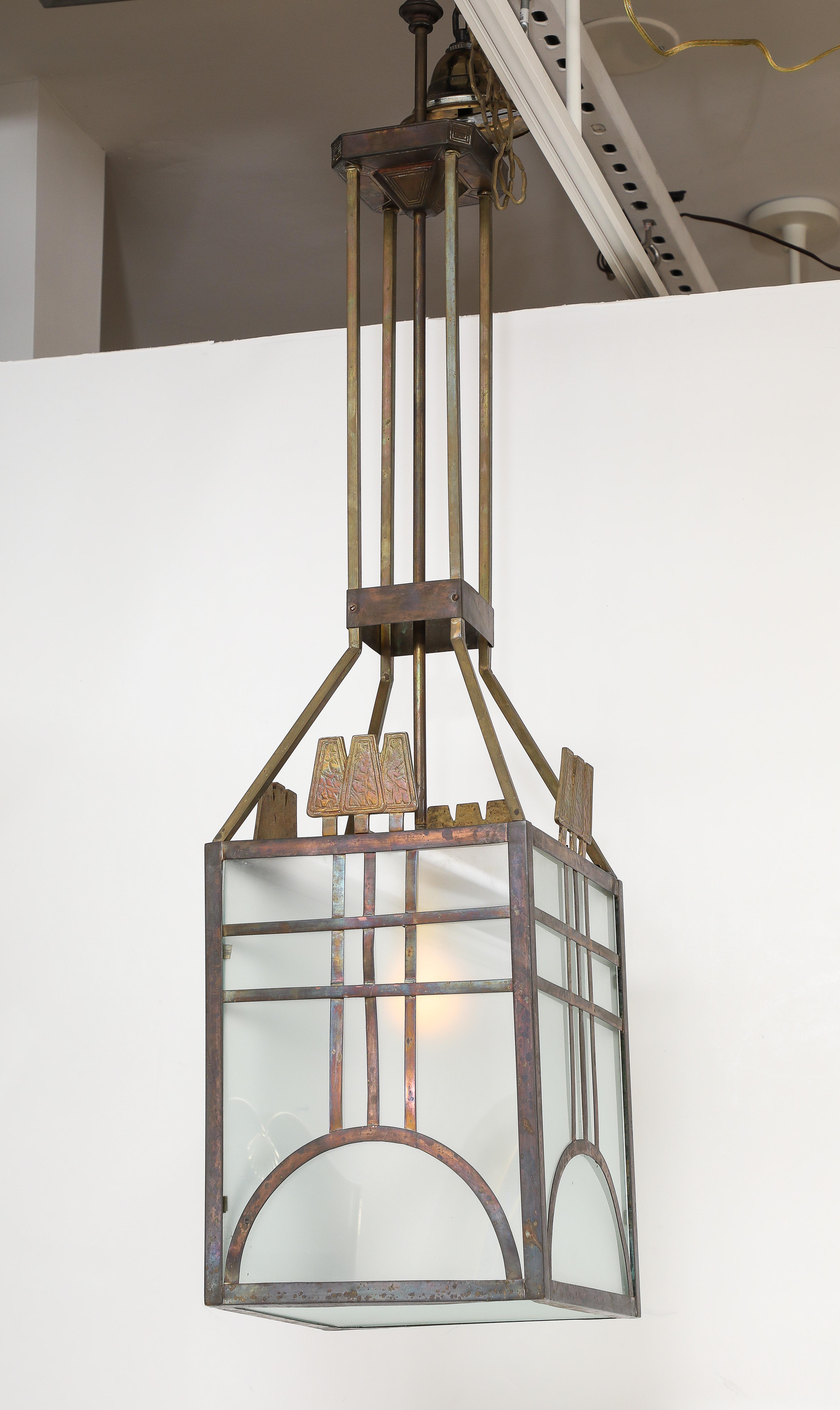 Italian Art Deco Metal and Glass Lantern, circa 1930 For Sale 6