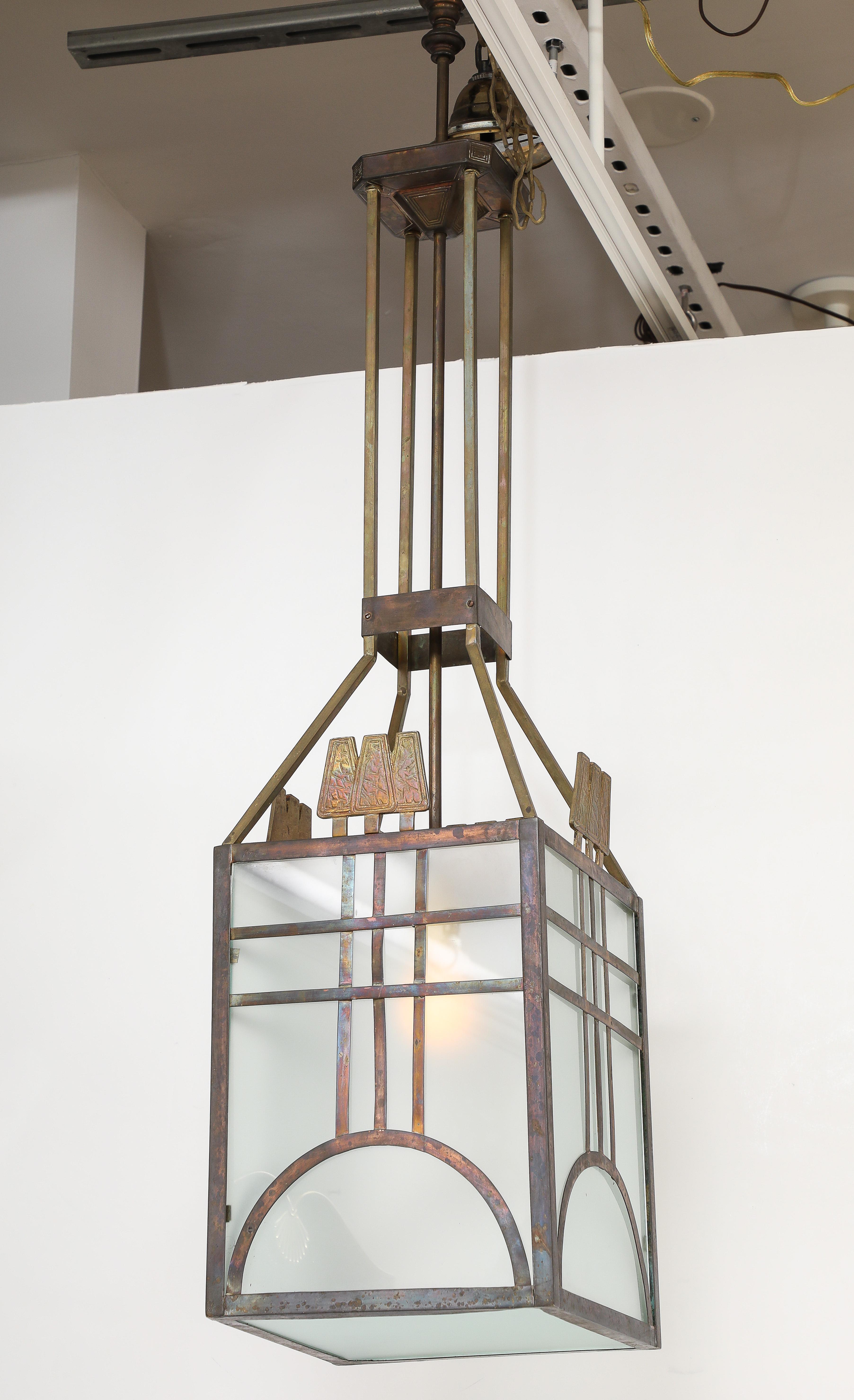 Italian Art Deco Metal and Glass Lantern, circa 1930 For Sale 8
