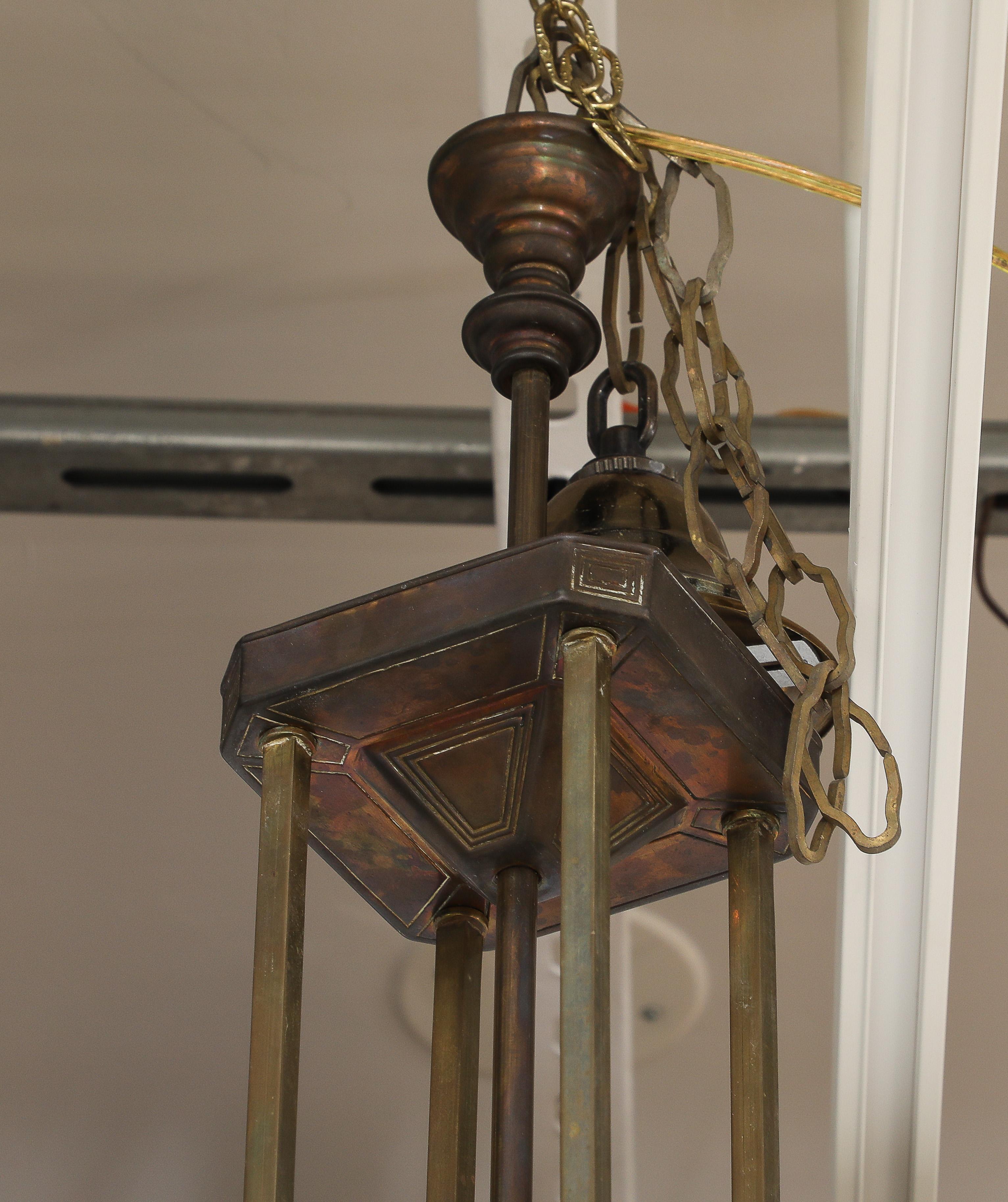 Italian Art Deco Metal and Glass Lantern, circa 1930 For Sale 3