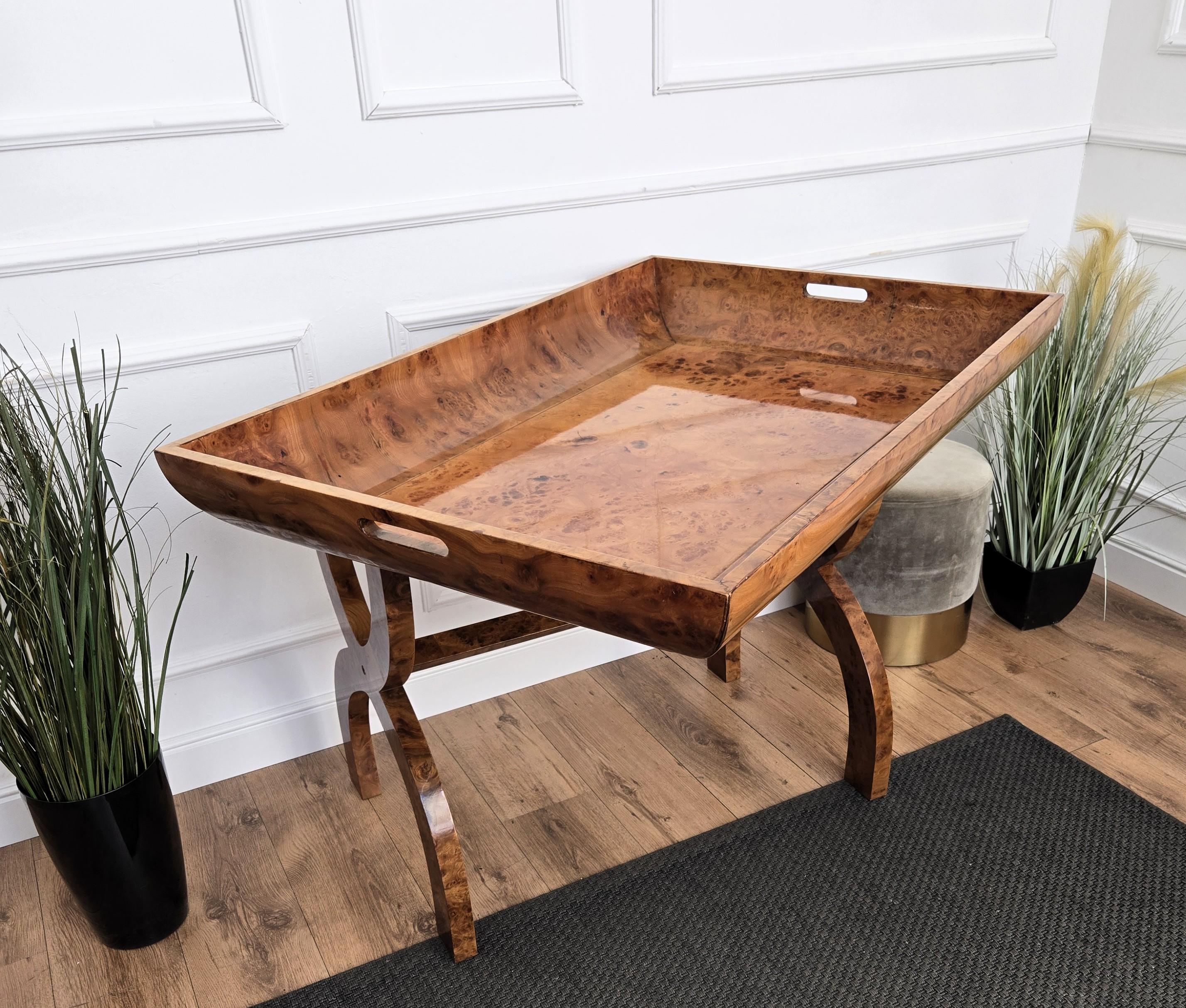 Italienischer Art-Deco-Mittel-Jahrhundert Nussbaum Wurzelholz Cocktail Trocken Bar Tablett Tisch im Angebot 2