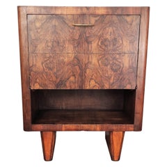 Italian Art Deco Midcentury Regency Burl Wood and Mirror Mosaic Dry Bar Cabinet