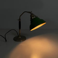 Italian art deco ministerial table lamp in green metal and metal, 1930s