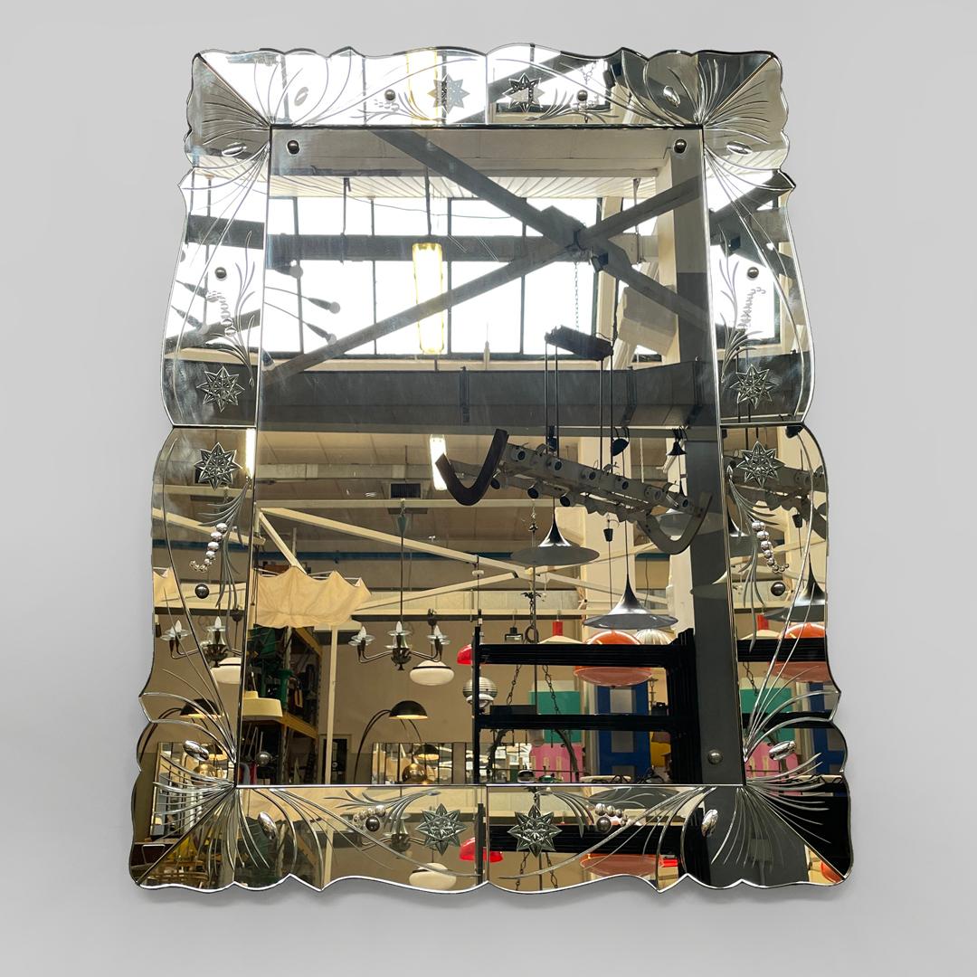 Mid-20th Century Italian Art Deco mirror by Luigi Brusotti for La Permanente Mobili, 1940s For Sale