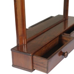 Italian Art Deco Mirror Dressing Table, Psyche Mirror in Walnut with Two Drawers