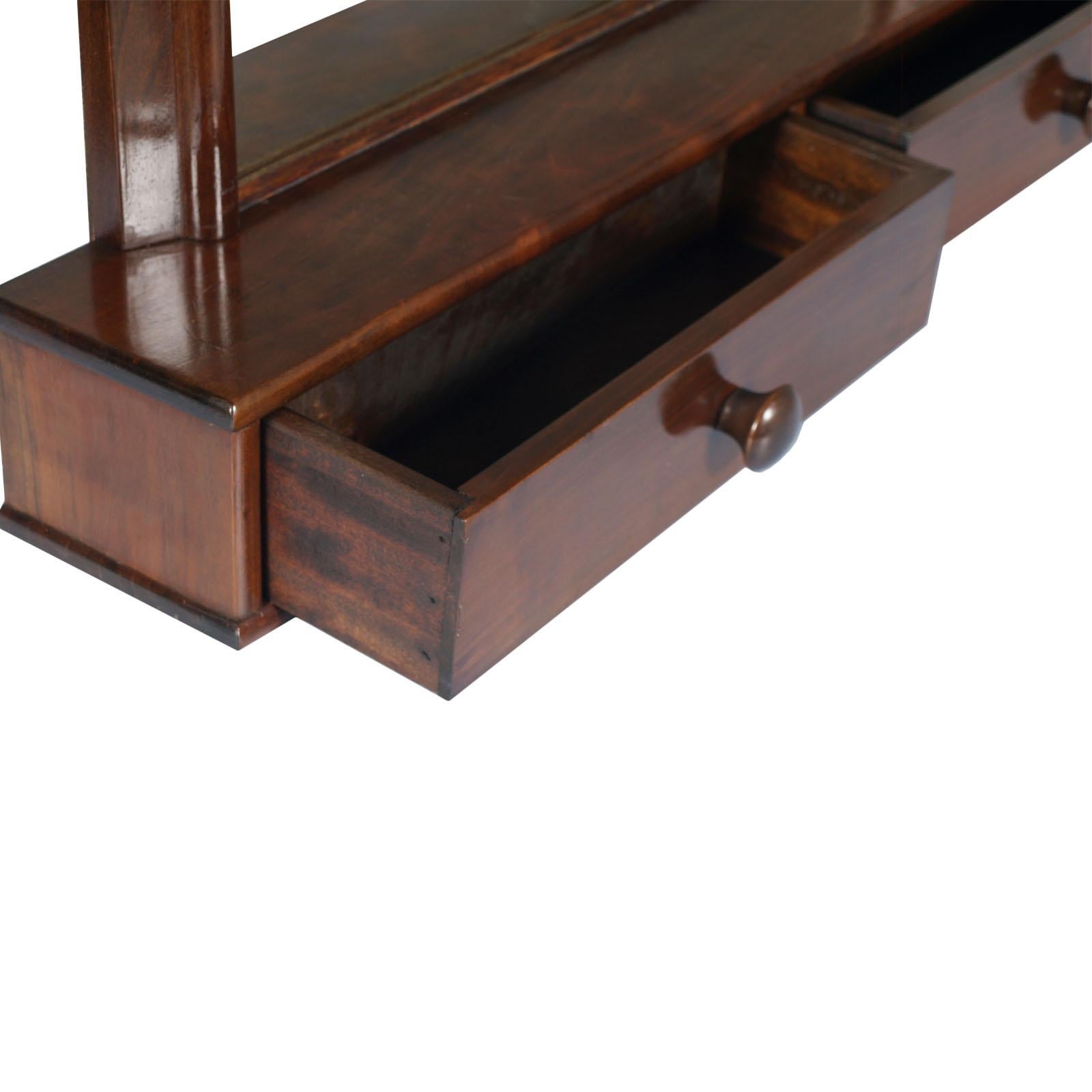 20th Century Italian Art Deco Mirror Dressing Table, Psyche Mirror in Walnut with Two Drawers For Sale