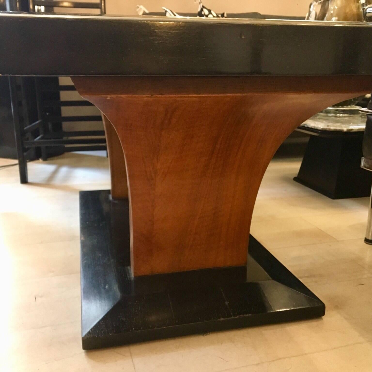 Italian Art Deco Mirrored Coffee Table, Moustache Leg, 1940s For Sale 6