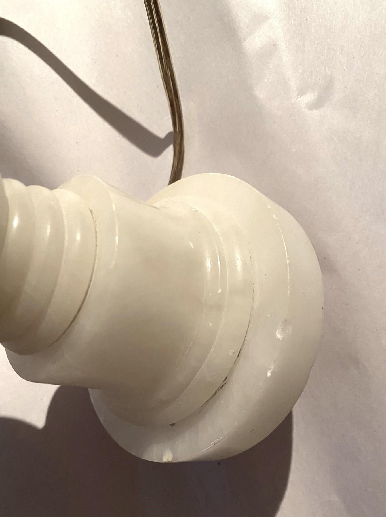 Italian Art Deco Modern White Alabaster Marble Urn Desk or Table Lamp For Sale 7