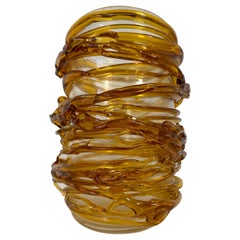 Italian Art Deco Murano Amber Glass Vase by Cenedese