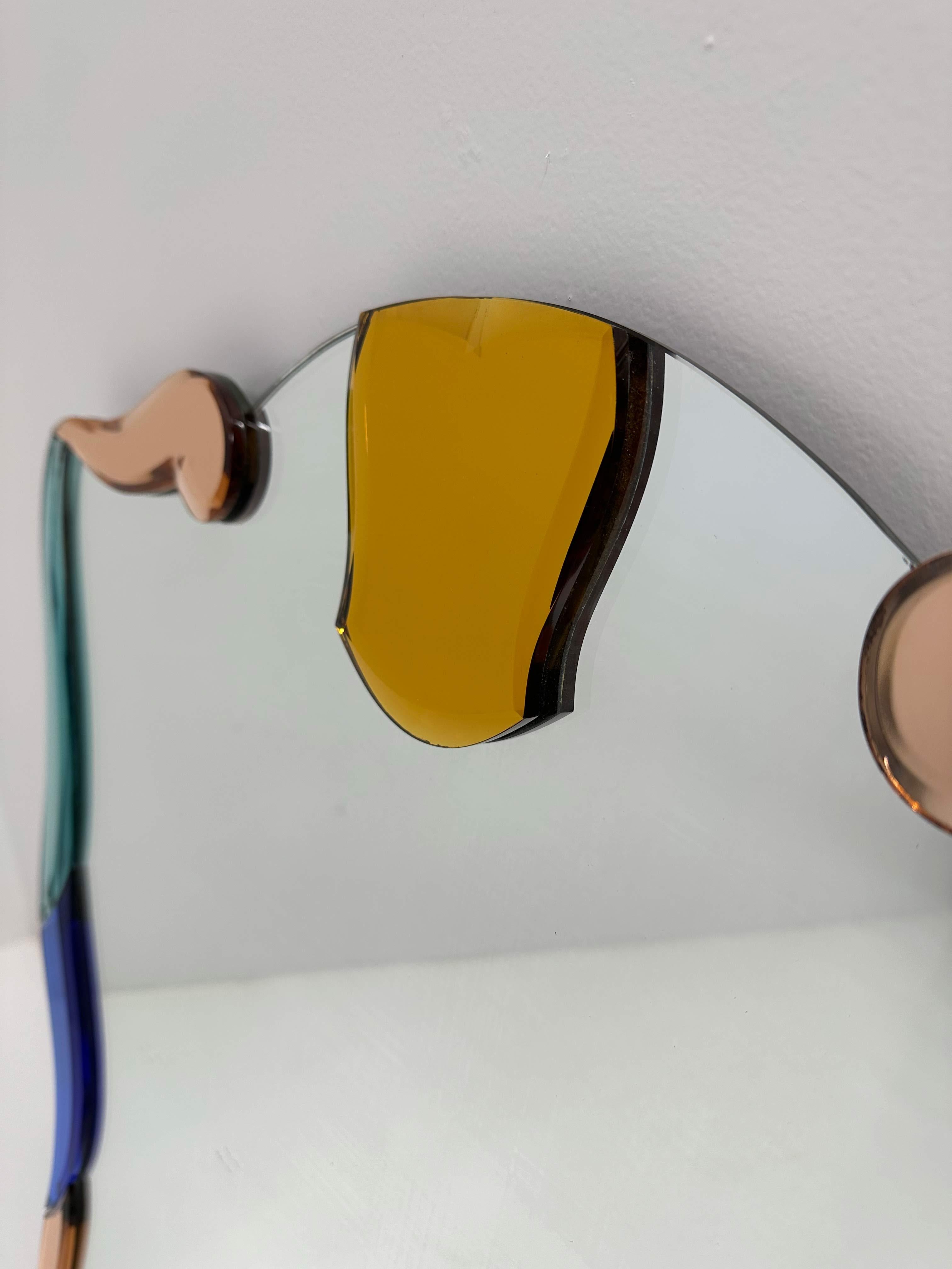 Miroir italien Art déco en verre de Murano coloré, années 80  en vente 2
