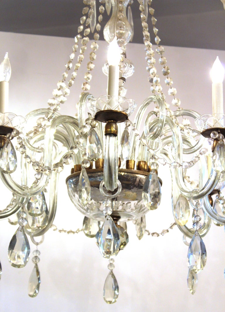 Italian Art Deco Murano Crystal Chandelier For Sale at 1stdibs