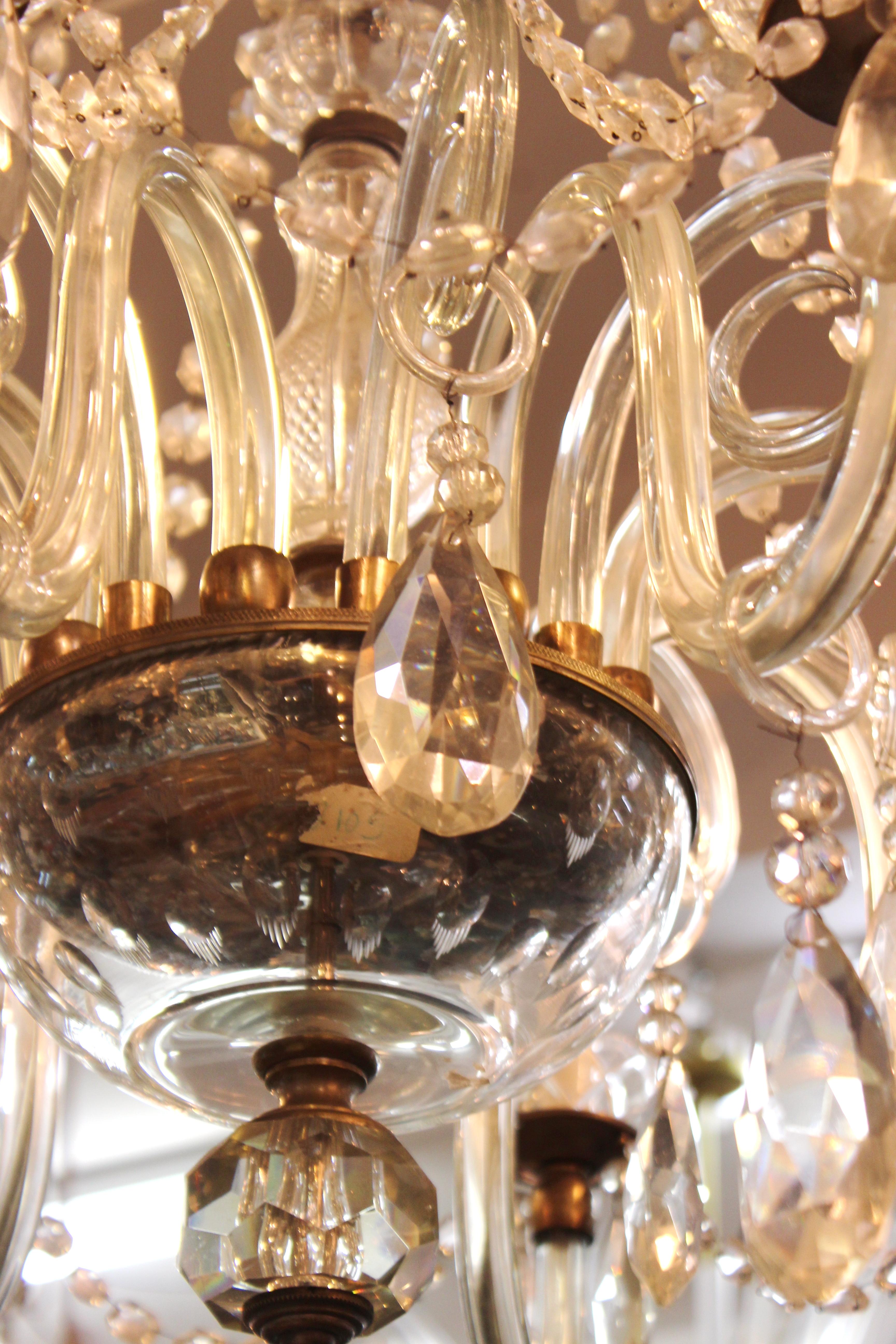 Italian Art Deco Murano Crystal Chandelier 2