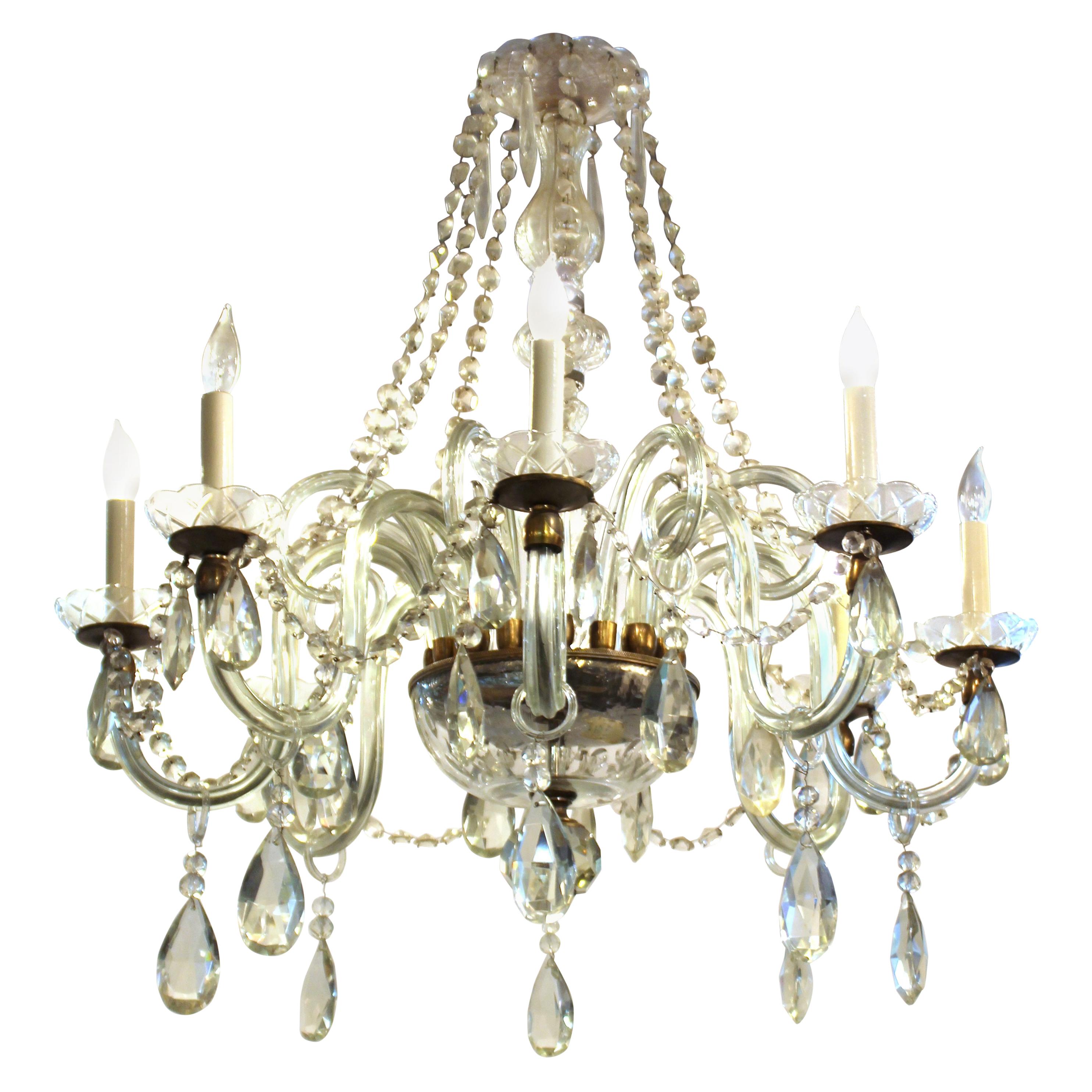 Italian Art Deco Murano Crystal Chandelier