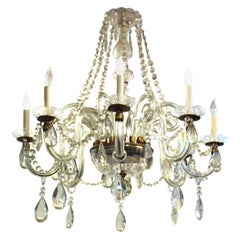 Italian Art Deco Murano Crystal Chandelier