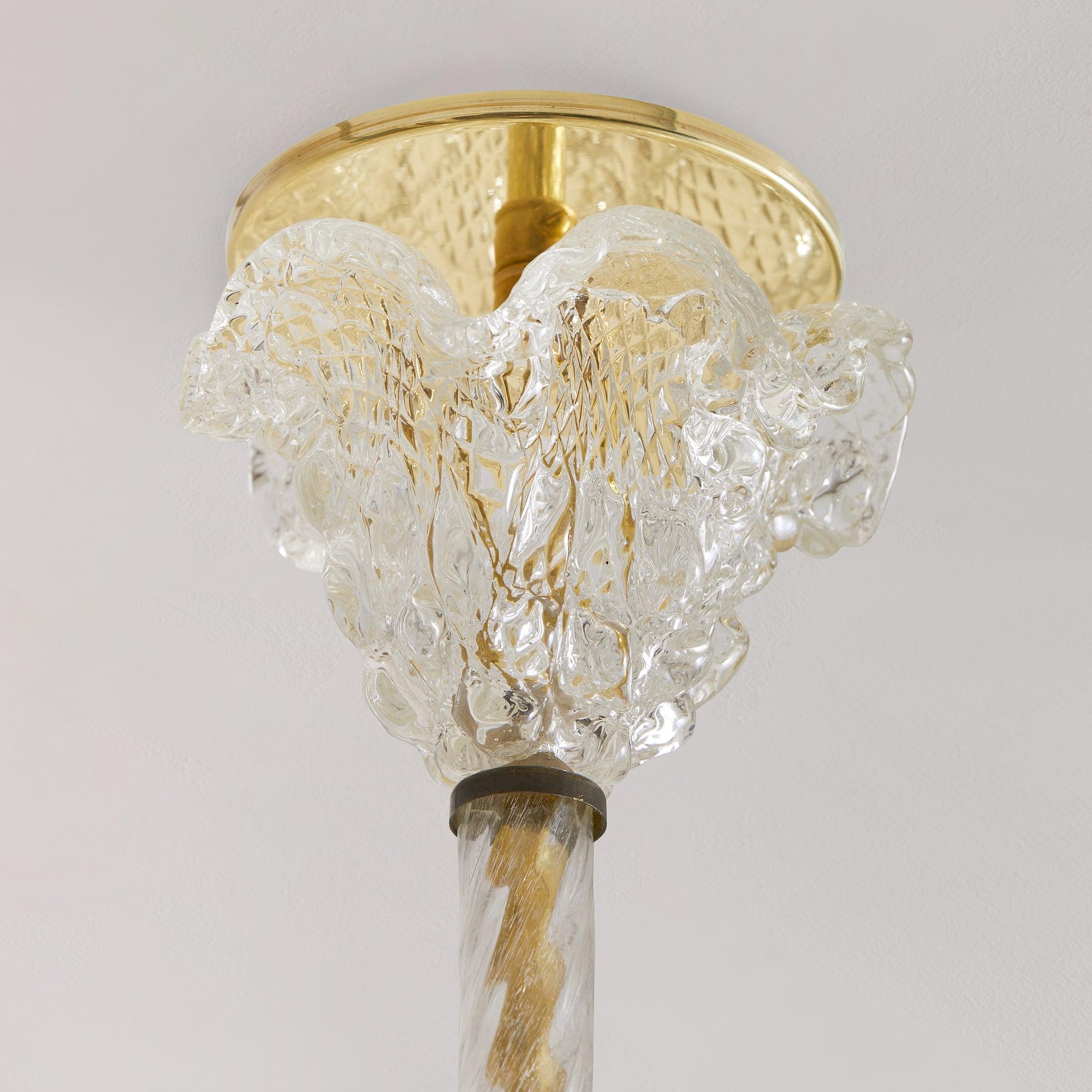 Italienischer Korbanhänger aus Murano-Glas im Art-Déco-Stil, Barovier & Toso zugeschrieben, 1930 im Zustand „Gut“ im Angebot in Chicago, IL
