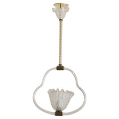 Colgante italiano Art Déco de cesta de cristal de Murano Atribuido a Barovier & Toso, 1930
