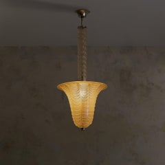 Italian Art Deco Murano Glass Bell Pendant Attributed to Barovier & Toso, 1950s