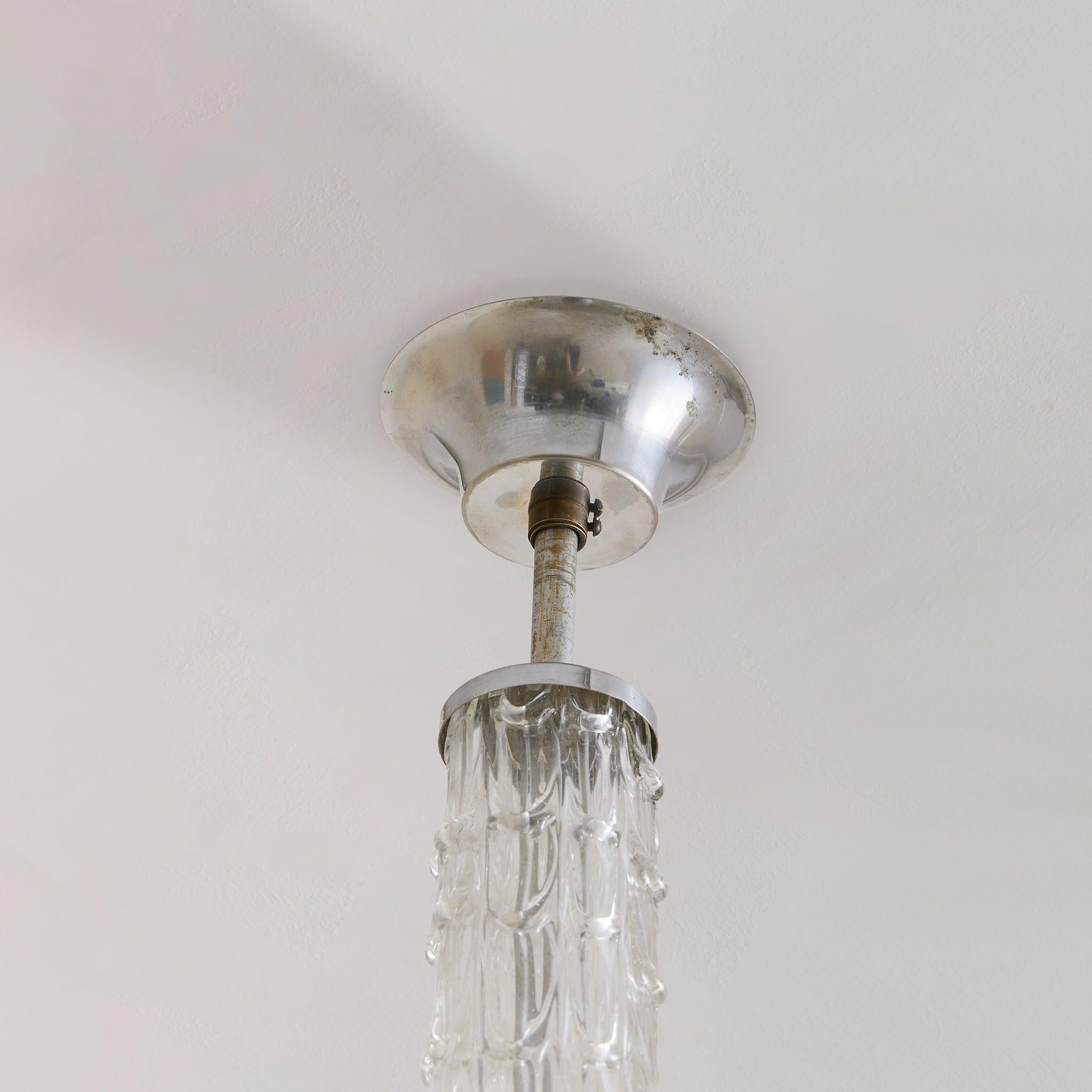 Art Déco Italian Art Deco Murano Glass Bell Pendant Attributed to Barovier & Toso, 1950s in vendita