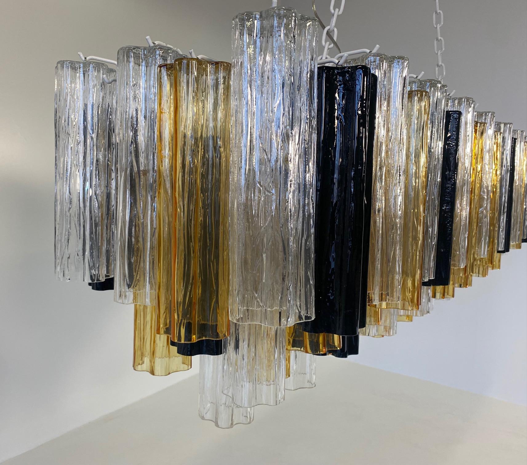 Italian Art Deco Murano Glass Chandelier in the Style of Venini For Sale 8