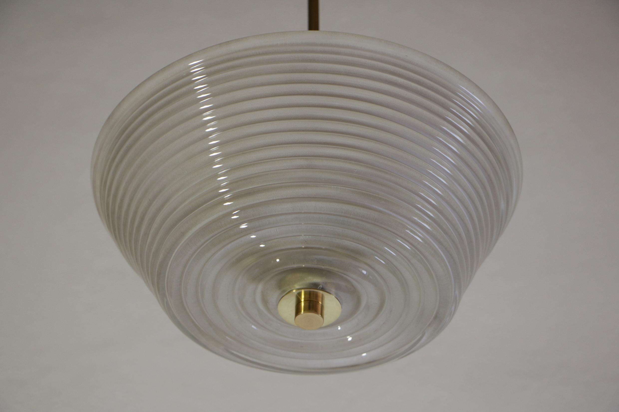 Italian Art Deco Murano Glass Chandelier Pendant Lamp by Barovier Toso, 1940s For Sale 1