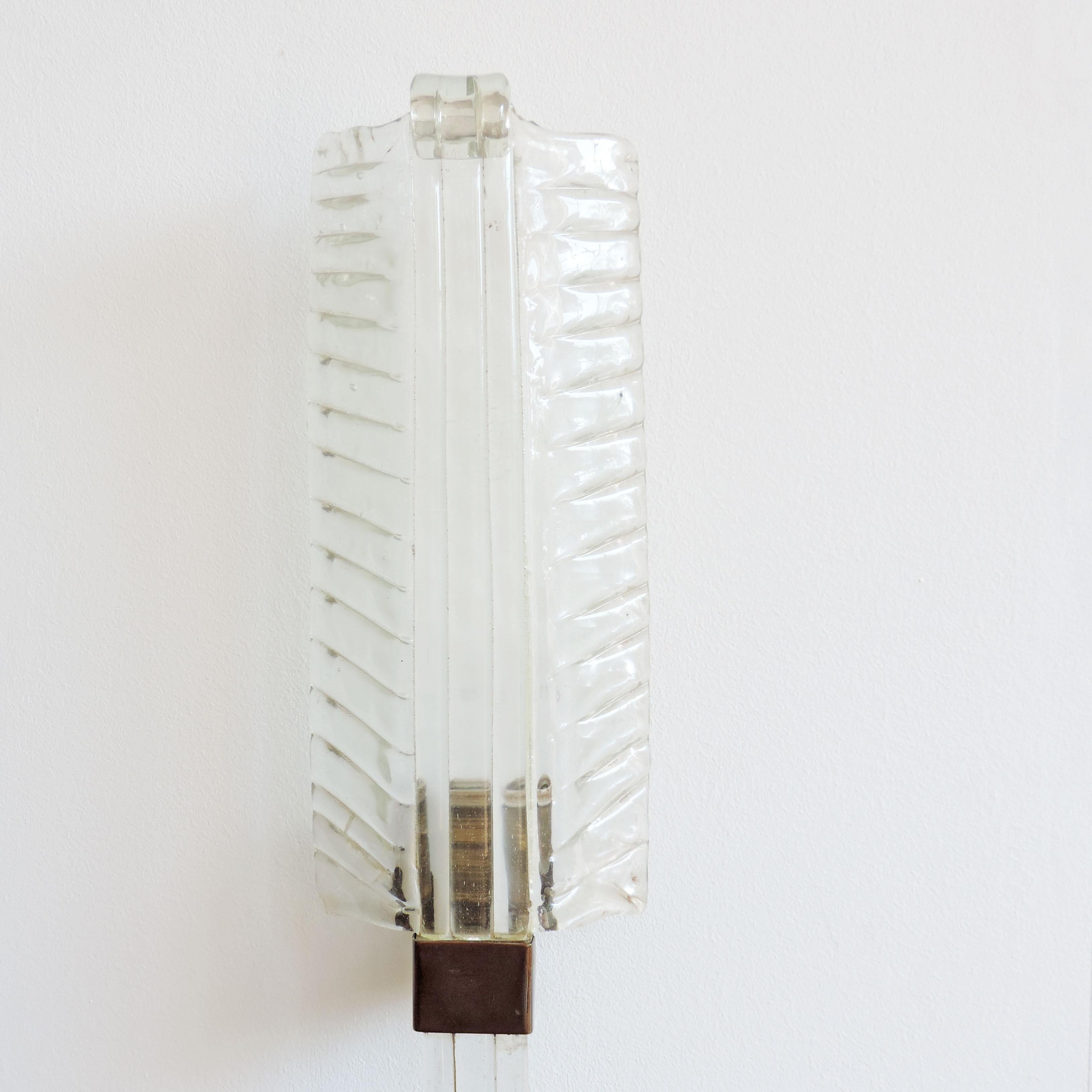 Venini Mod. 418 Murano Glass Leaf Sconces, Italy 1930s 2