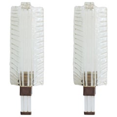 Venini Mod. 418 Murano Glass Leaf Sconces, Italy 1930s