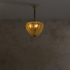 Italian Art Deco Murano Glass Pendant Attributed to Barovier & Toso, 1940s