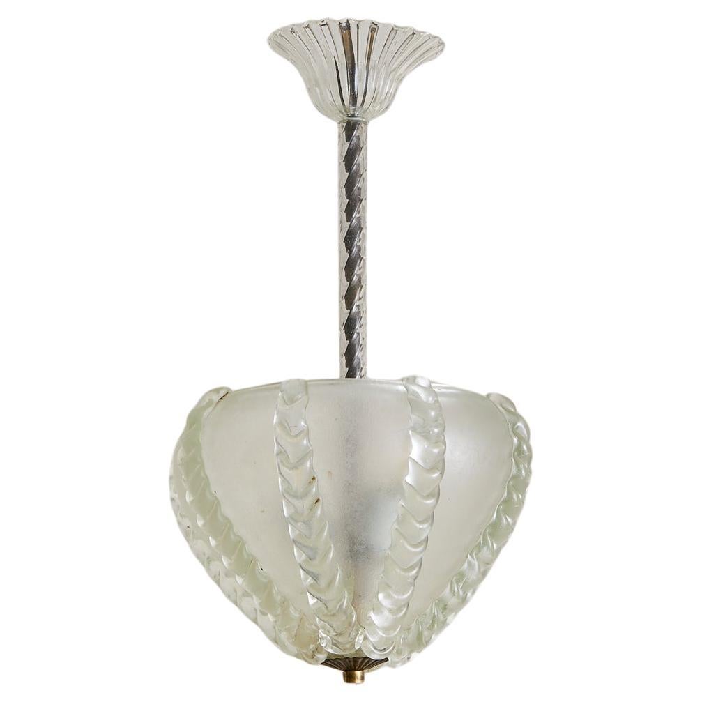 Italian Art Deco Murano Glass Pendant Attributed to Barovier 
Toso, 1940s