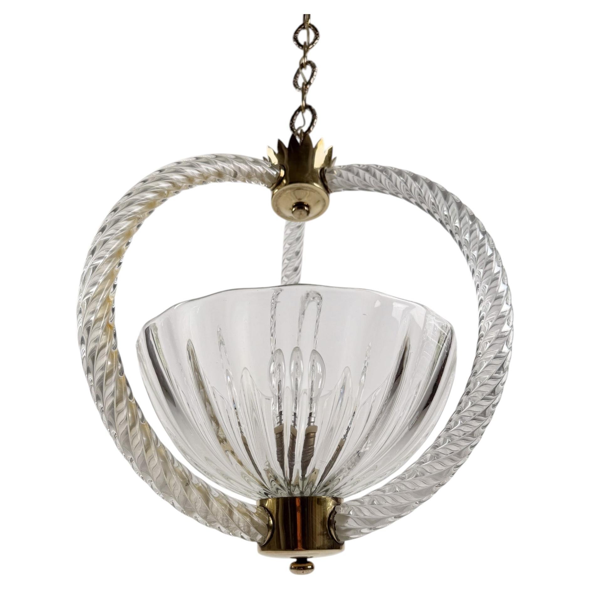Italian Art Deco Murano Glass Pendant / Chandelier in the style of Barovier, 30s
