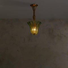 Italian Art Deco Murano Glass Tulip Pendant Attributed to Barovier & Toso, 1950s