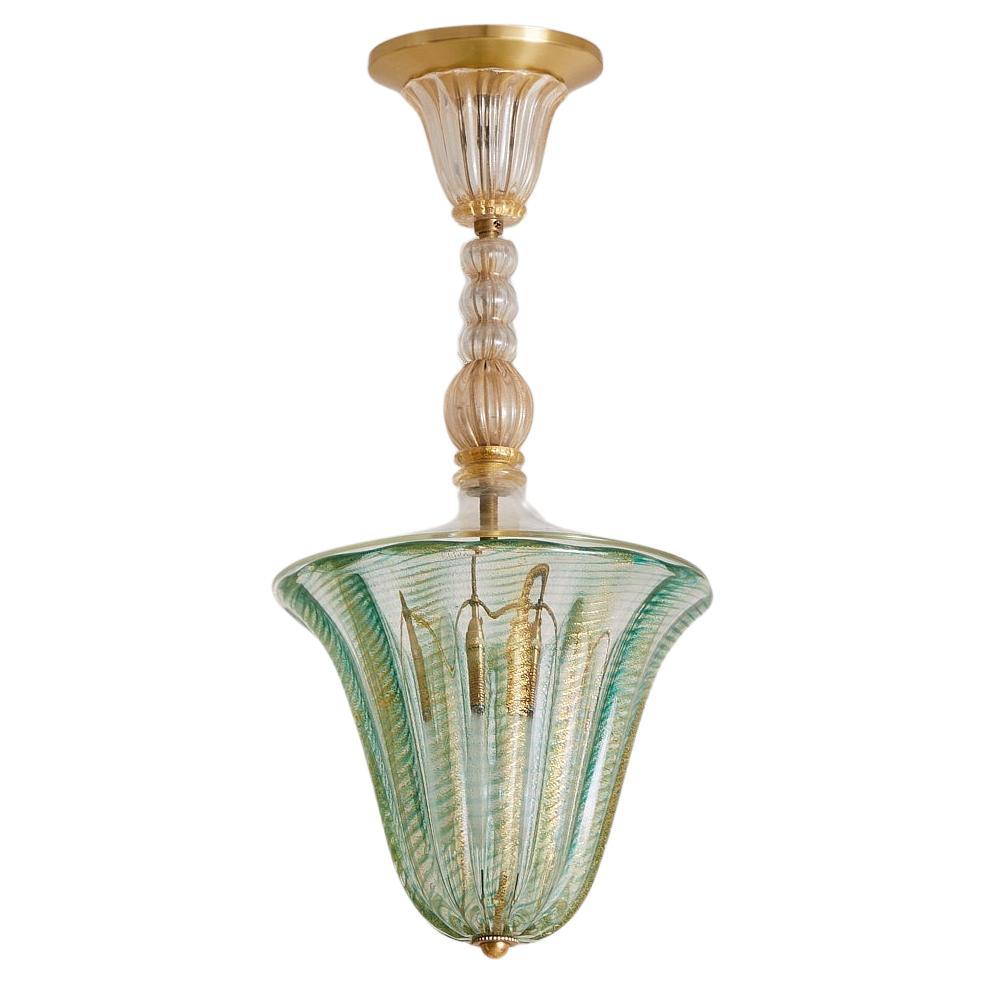 Italian Art Deco Murano Glass Tulip Pendant Attributed to Barovier
Toso, 1950s