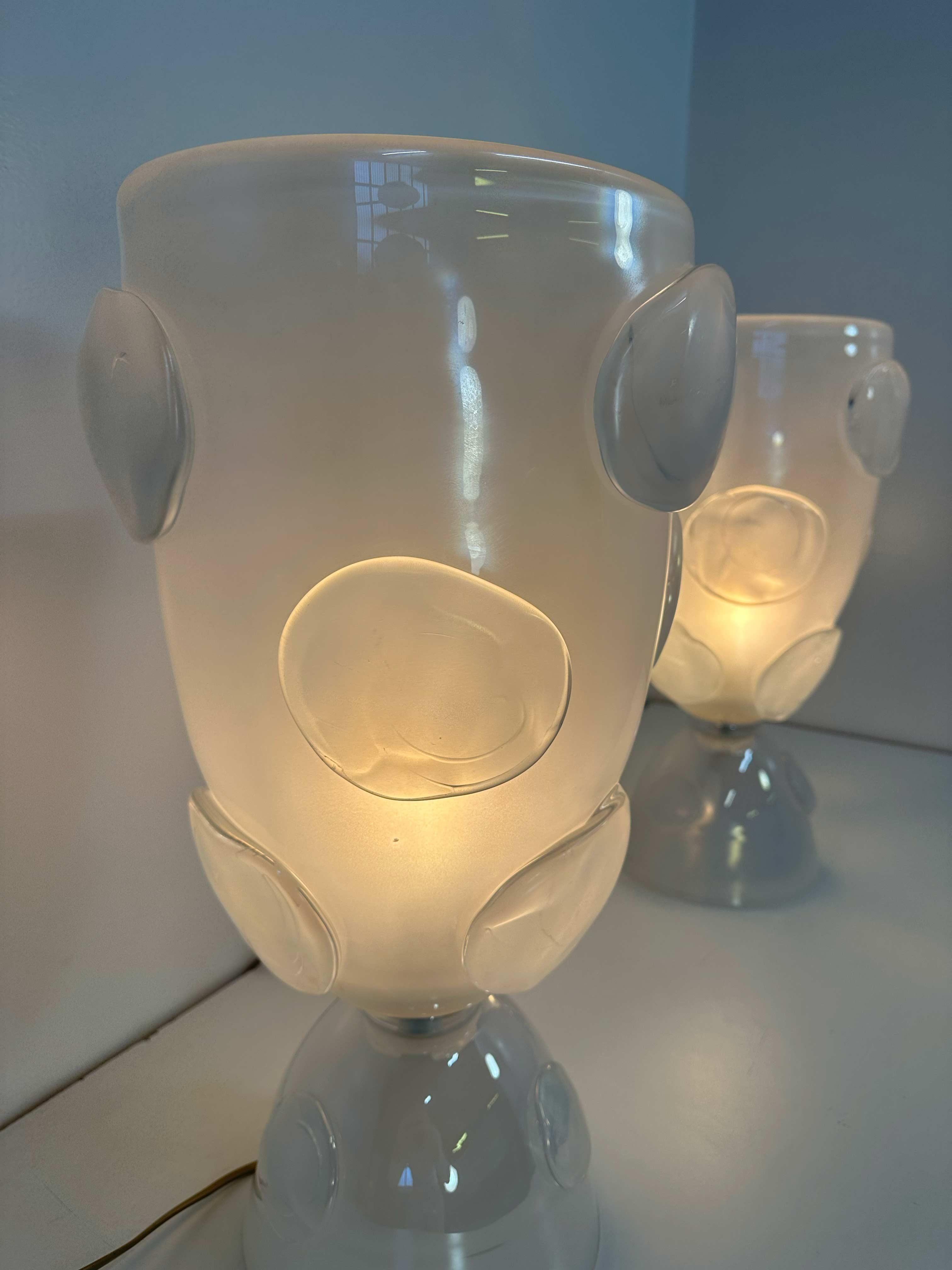 Italian Art Deco Murano Glass Vase Table Lamps For Sale 6