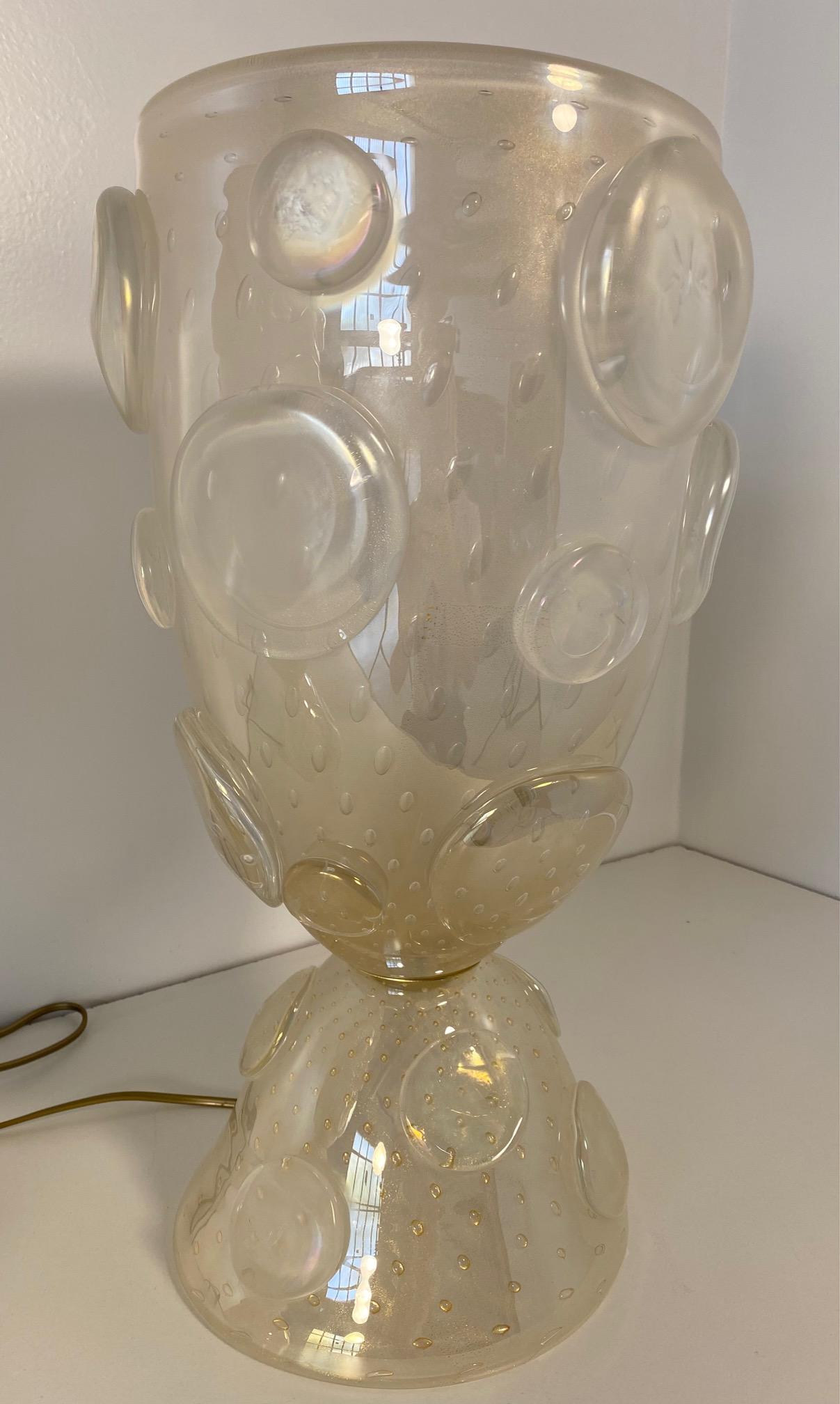 Contemporary Italian Art Deco Murano Glass Vase Table Lamps
