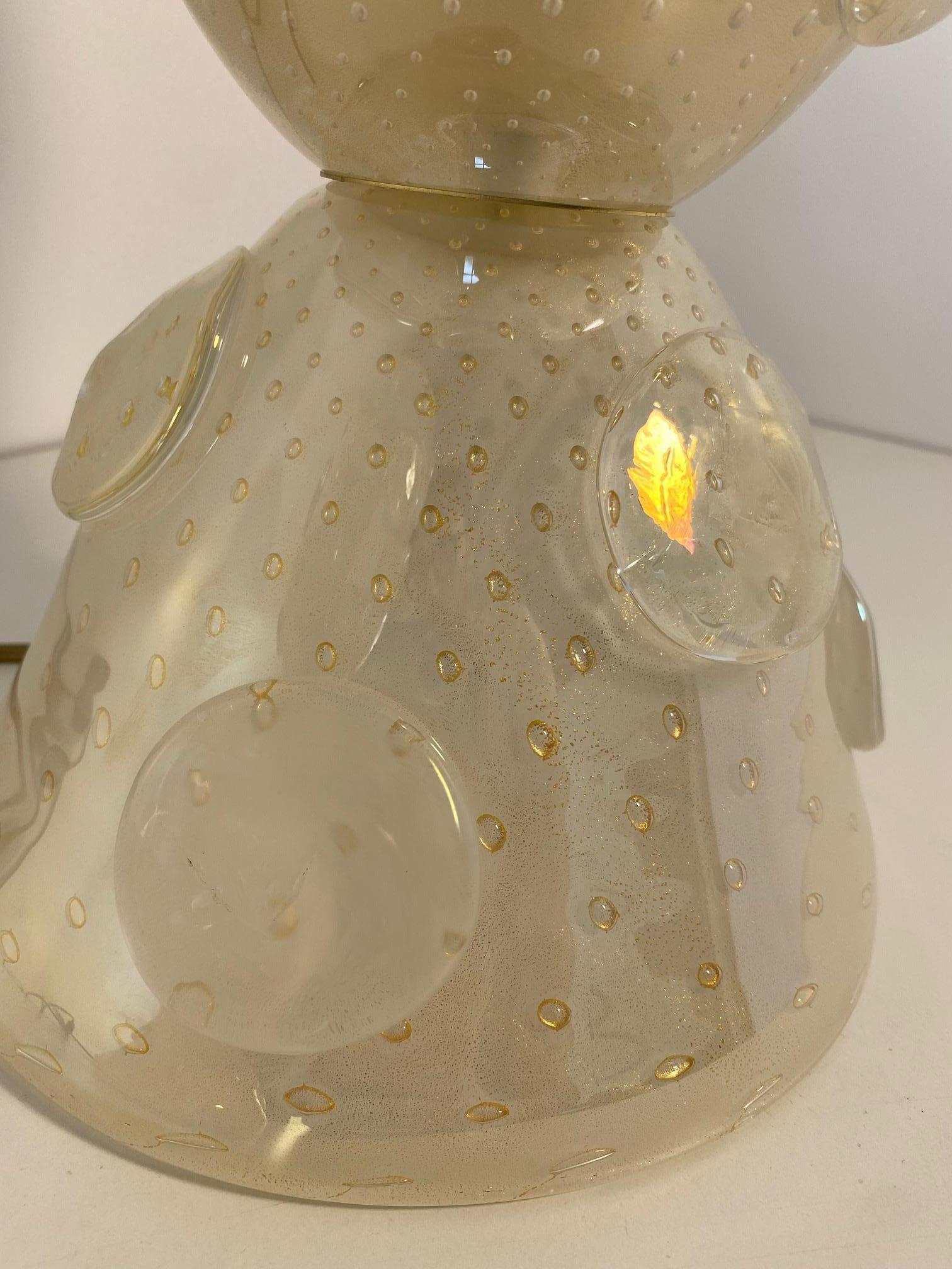 Italian Art Deco Murano Glass Vase Table Lamps 1