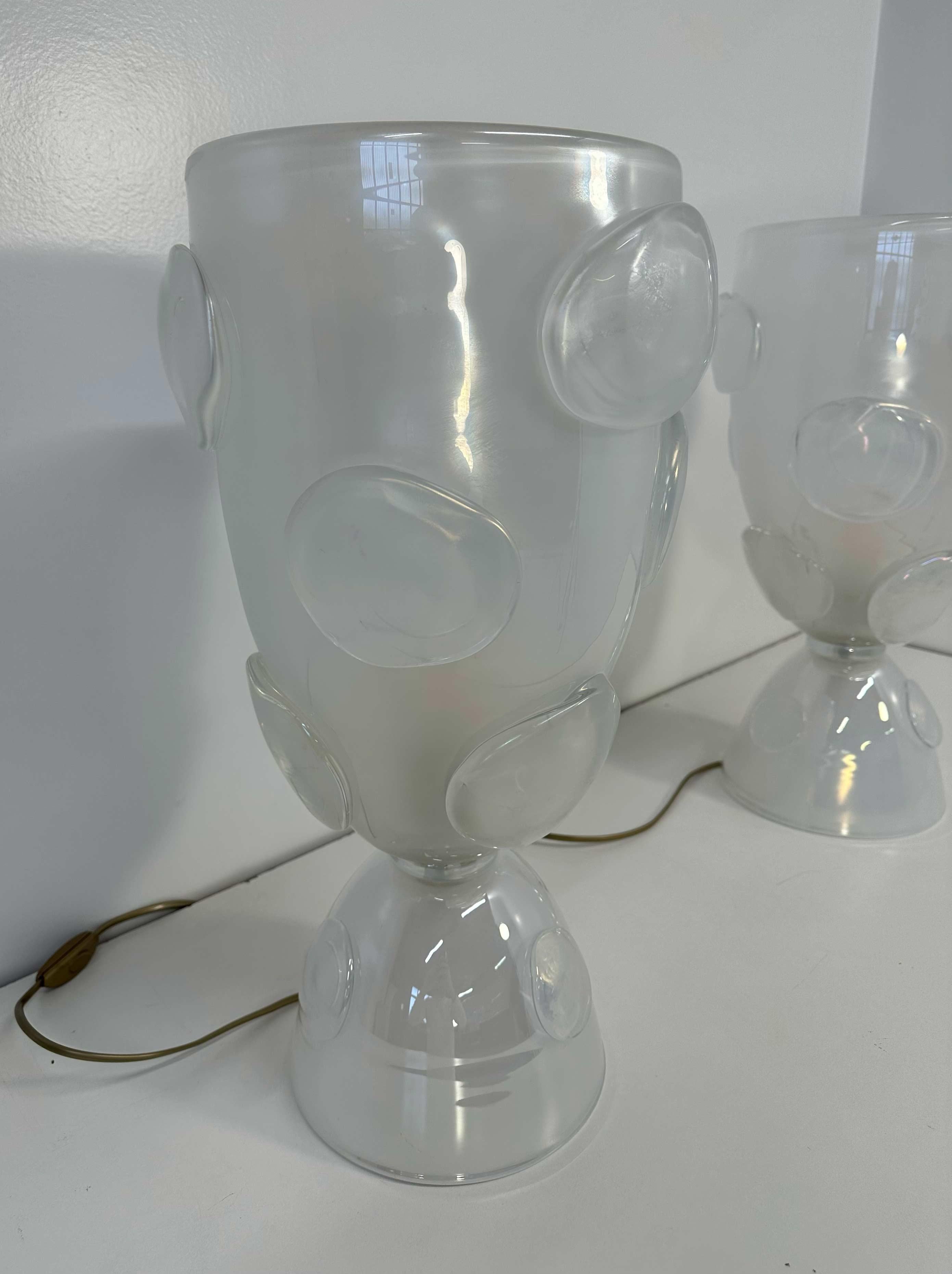 Italian Art Deco Murano Glass Vase Table Lamps For Sale 1