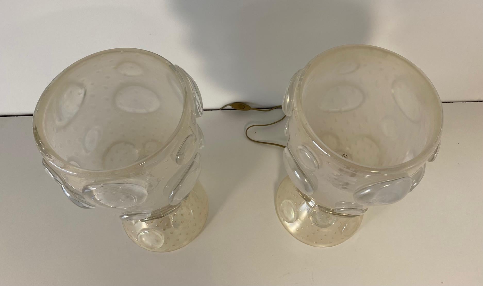 Lampes de table italiennes Art Déco en verre de Murano en vente 1
