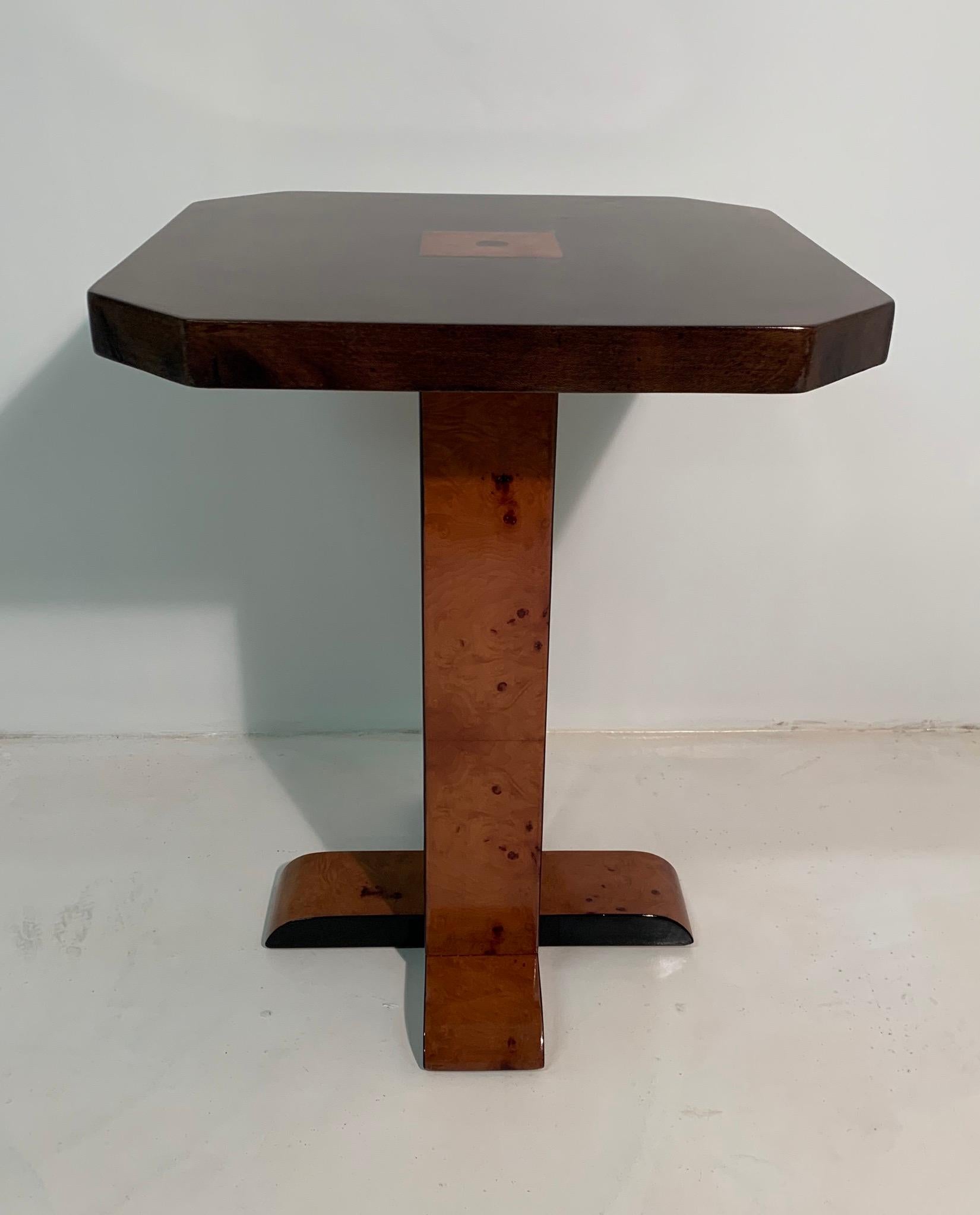 Italian Art Deco Myrtle Wood and Parchment Side Table 1