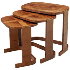 Italian Art Deco Nesting Tables in Walnut