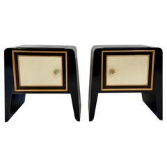 Italian Art Deco Nightstands by Paolo Buffa, Parchment, Maple and Lacquer, 1940s