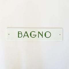 Italian Art Deco Opaline Glass and Engraved with Green Letters Loo Signs, 1920s