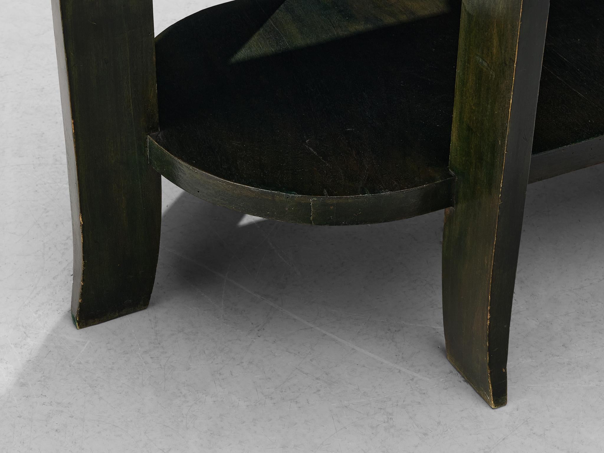 Table basse ovale Art déco italienne en bois teinté vert  en vente 1