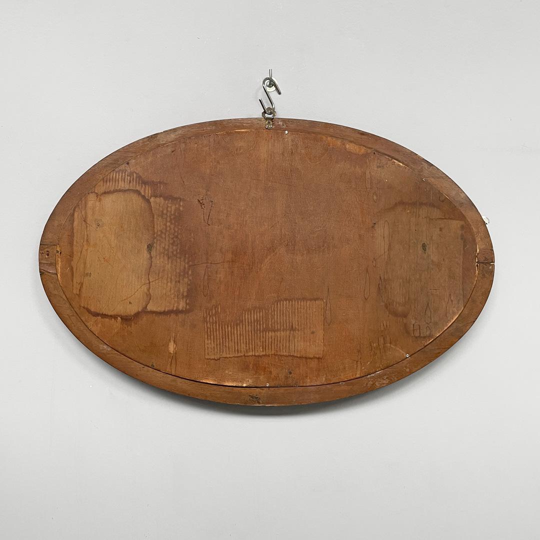 Miroir mural ovale Art déco italien en bois, années 1940 en vente 10