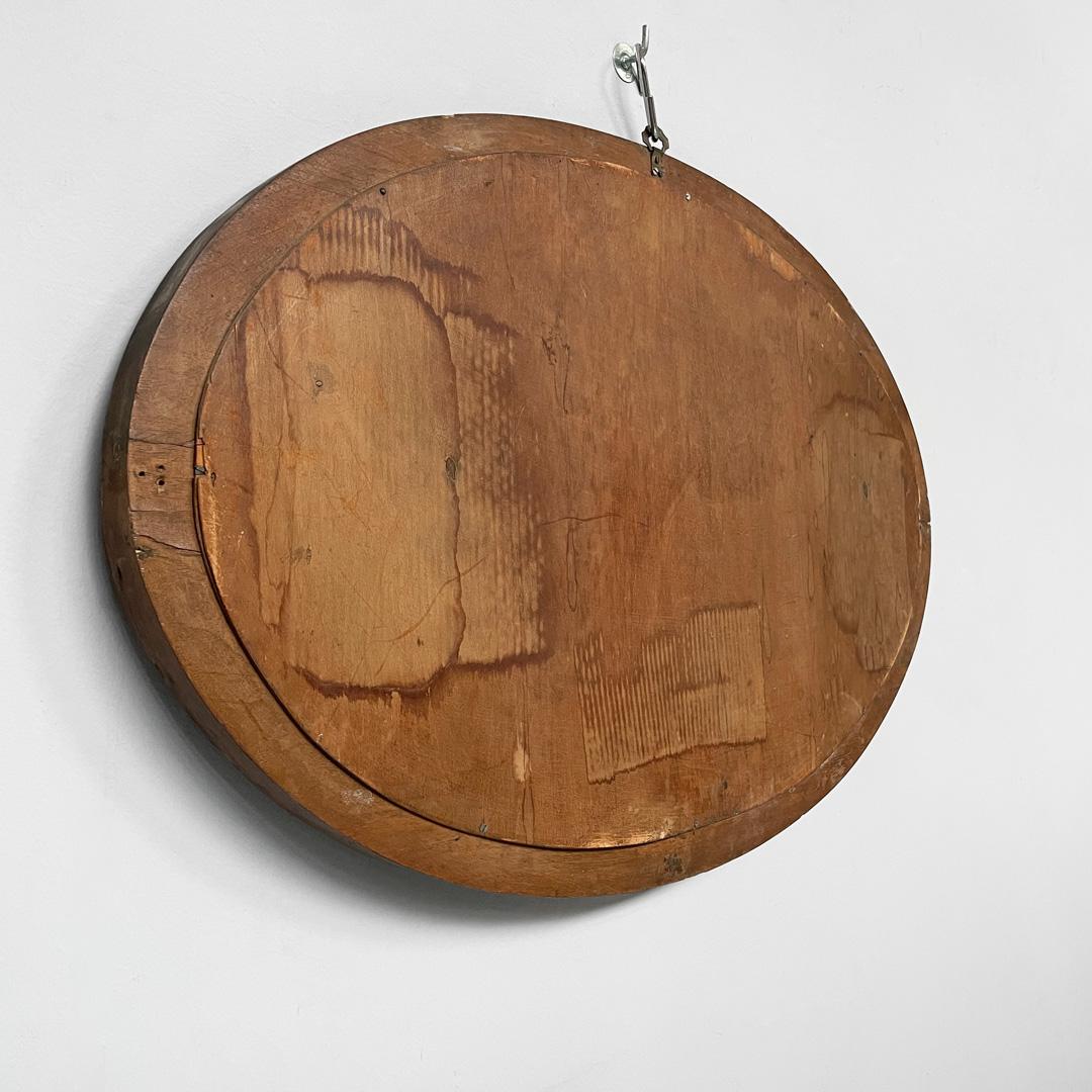 Miroir mural ovale Art déco italien en bois, années 1940 en vente 11