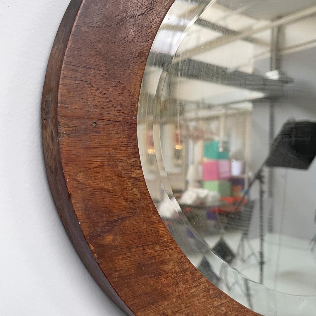 Miroir mural ovale Art déco italien en bois, années 1940 en vente 2