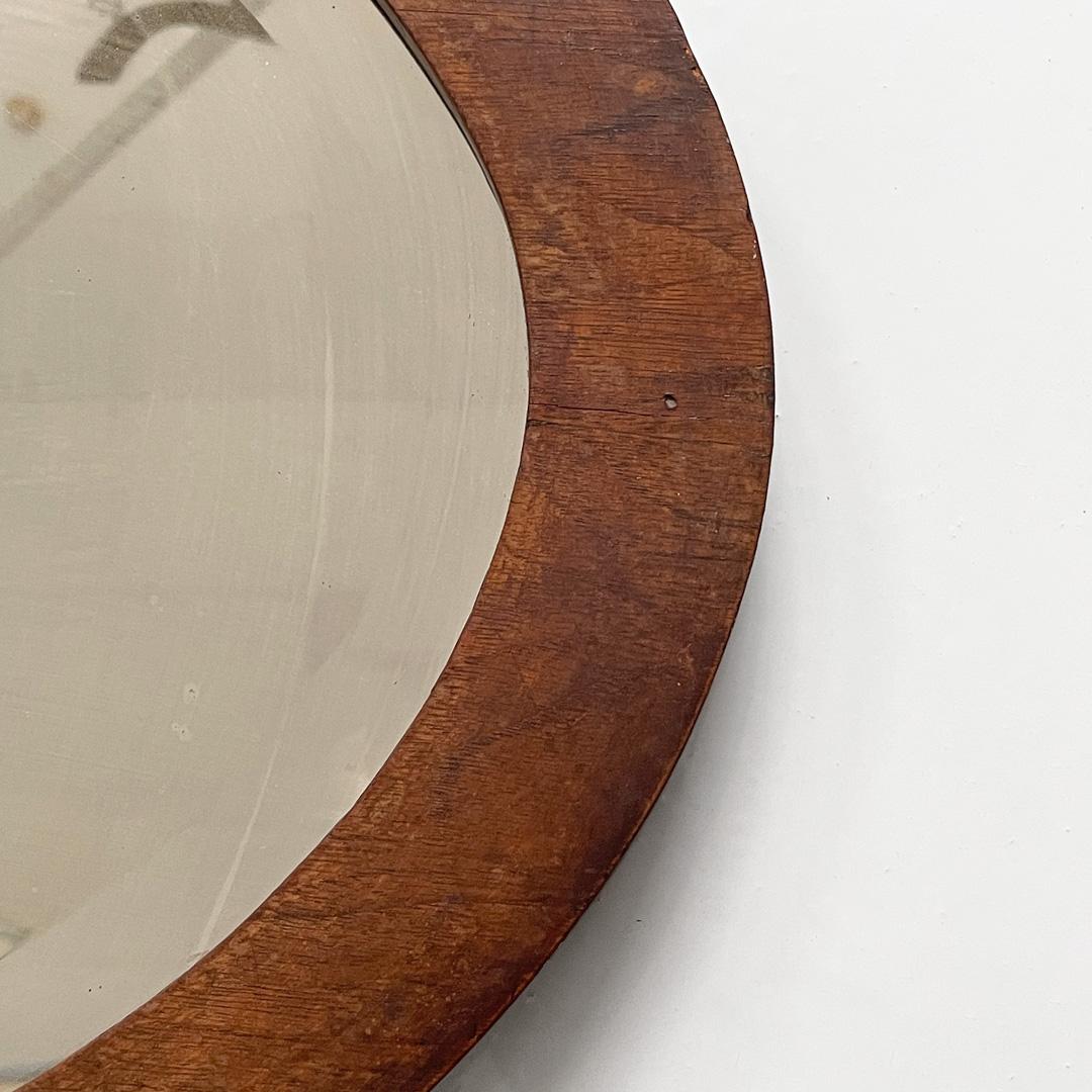 Miroir mural ovale Art déco italien en bois, années 1940 en vente 3